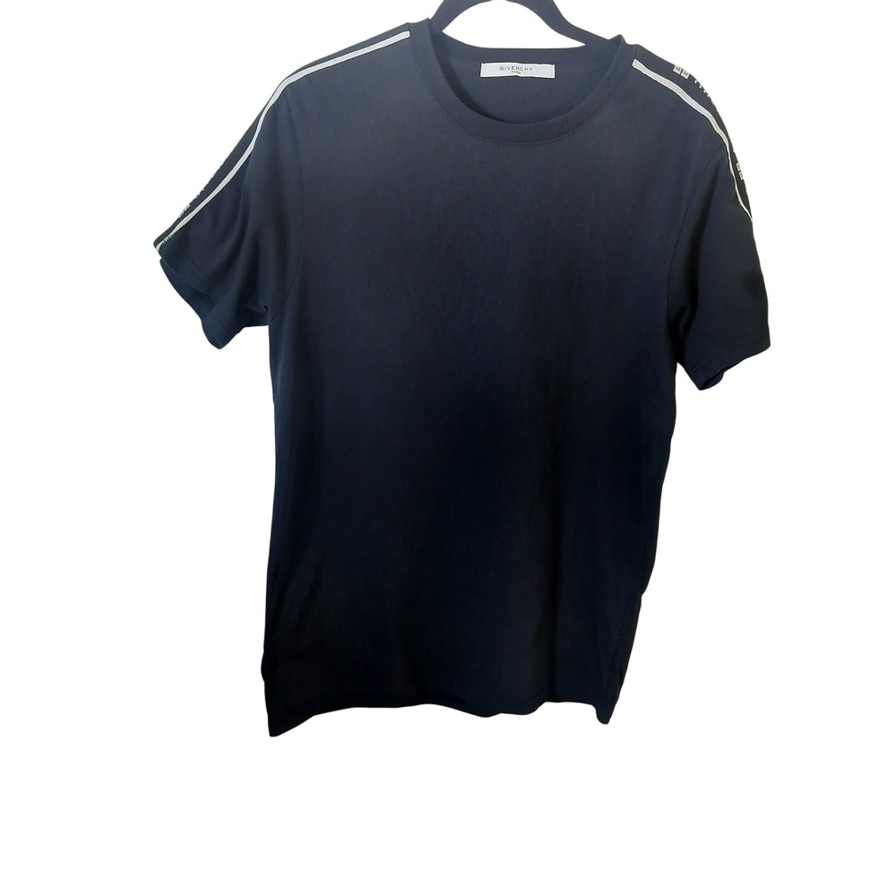 Givenchy Mens Cuban Fit Black Logo Tape Shoulder T-Shirt XXL RM701W3Y03